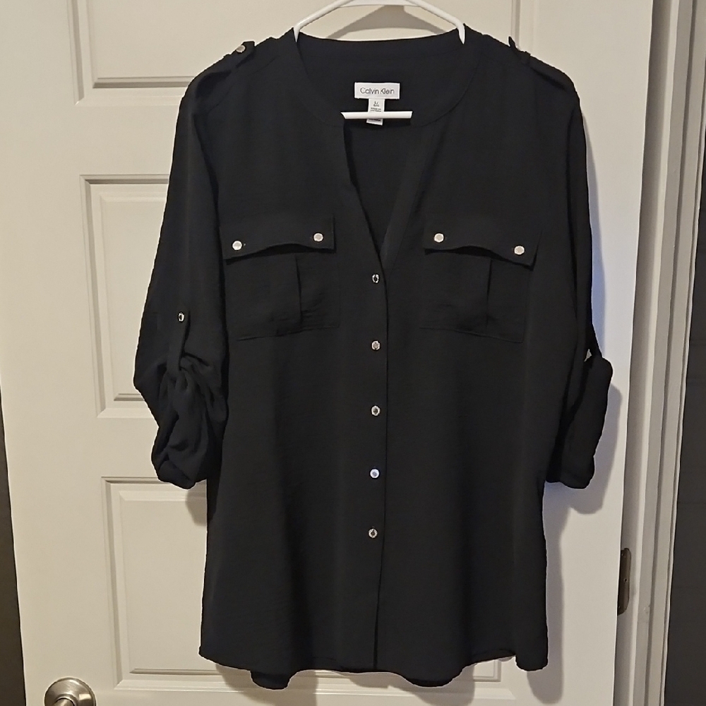 Calvin Klein Black Button-Up Blouse